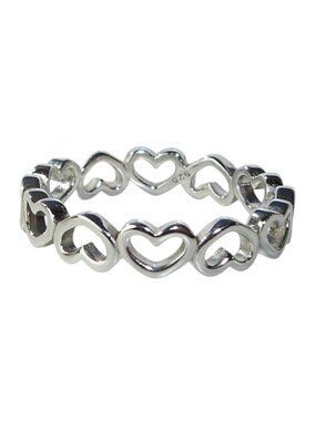 925 STERLING SILVER Hearts Eternity Band Ring Thumb Ring
